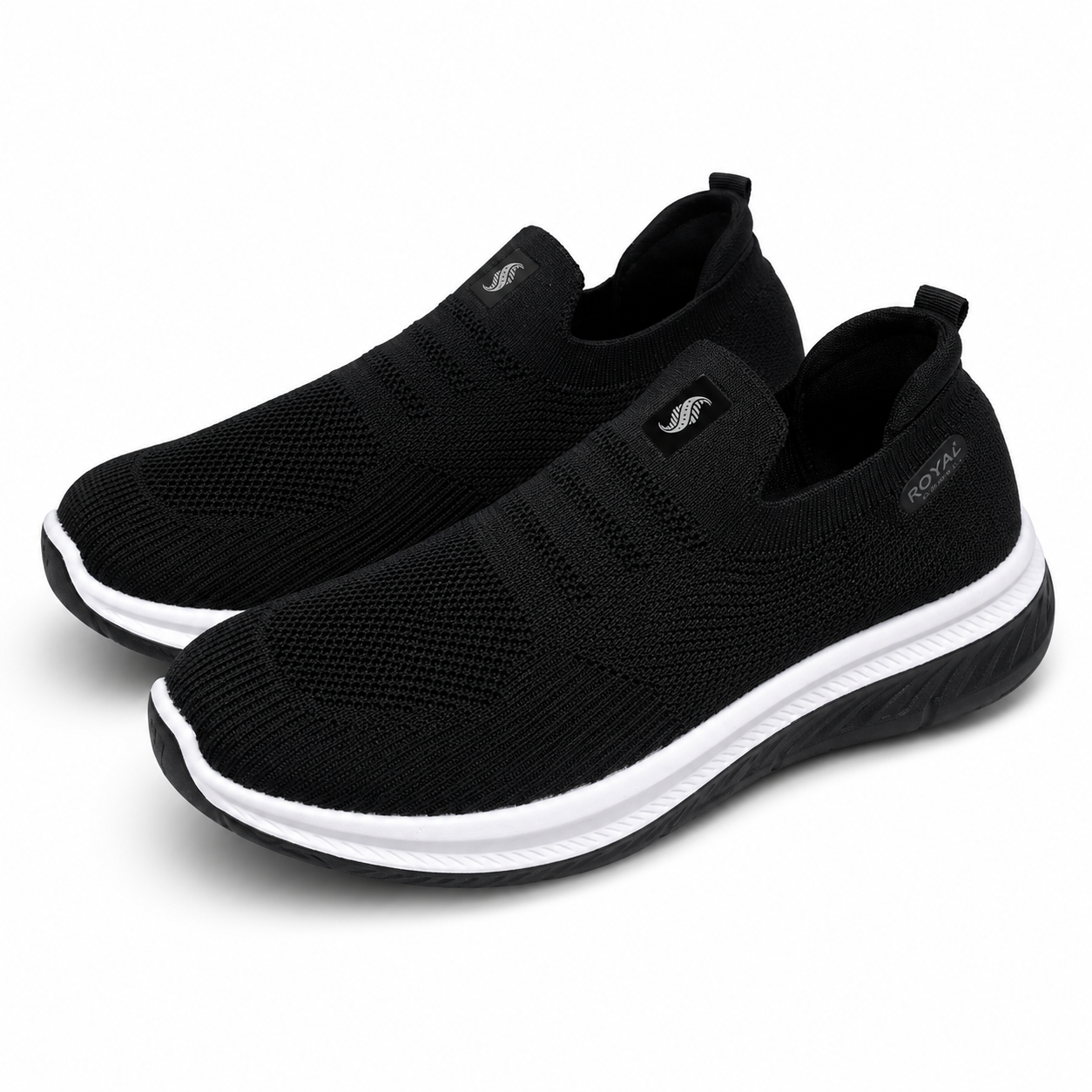 Men’s Black Knit Slip-On Sneakers Shoes ART