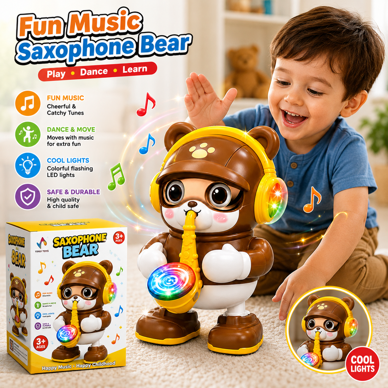 Saxophone Bear Musical Toy – Cute Interactive Music Bear for Kids