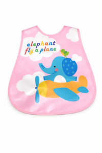Little Minors waterproof baby bib with colorful cartoon print, washable feeding apron for babies and toddlers, designed to keep clothes clean.