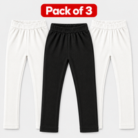 Pack of 3 Kids Ribbed Tights 2 White & 1 Black Soft & Stretchy Trousers