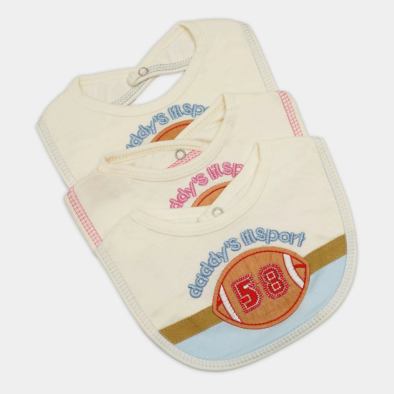 OLMV Pack of 3 Feeding Bibs – Soft & Durable