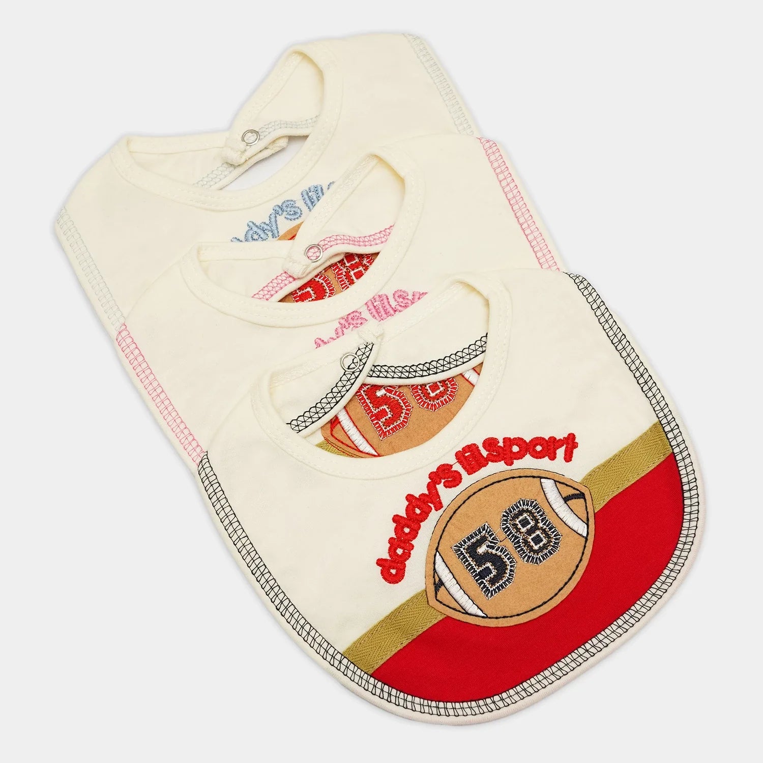 OLMV Pack of 3 Feeding Bibs – Soft & Durable