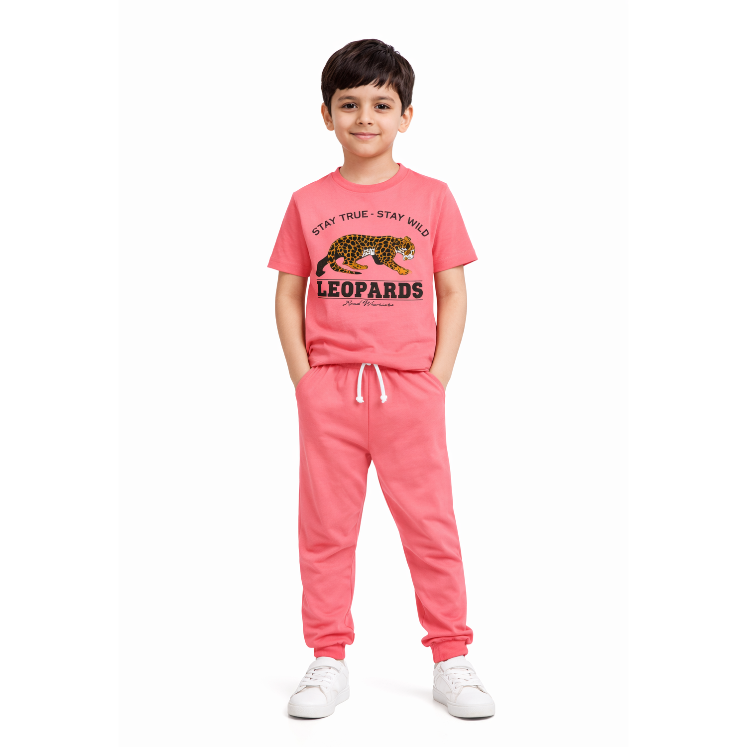 Friendly Cartoon Kids Tracksuit – Orange Cotton Summer Set for Boys