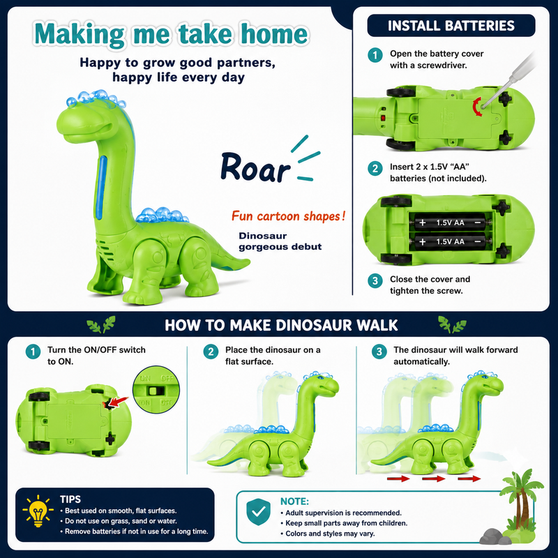 Interactive Electric Dinosaur Toy for Kids – Light & Sound Walking Dinosaur