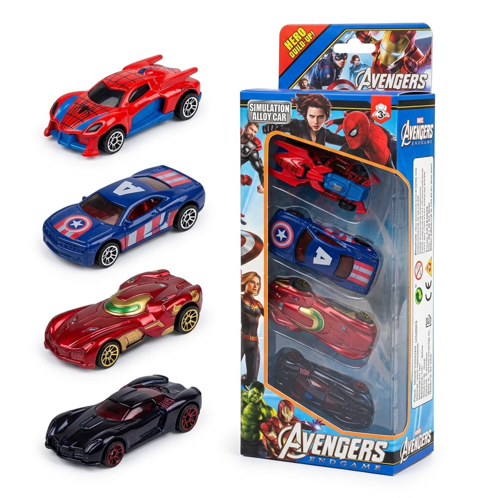 Avengers Superhero Die-Cast Toy Cars Set – Pack of 4 Kids Toy Cars