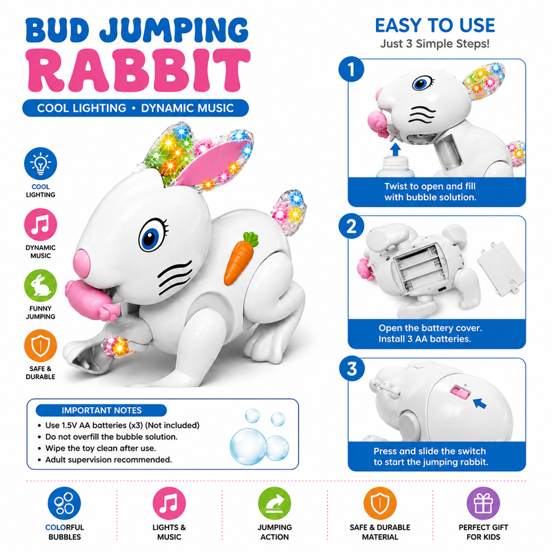 Rabbit Dancing & Walking Musical Toy – Flashing Lights