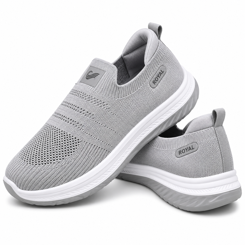 Men’s Grey Knit Slip-On Sneakers Shoes ART
