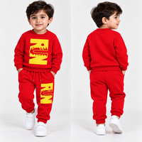 Kids Fleece Tracksuit Pack of 2 Warm Printed Winter Sweatshirt & Trouser Set