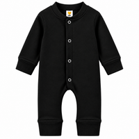 Baby Boys Winter Romper Black Full Sleeve Fleece Romper