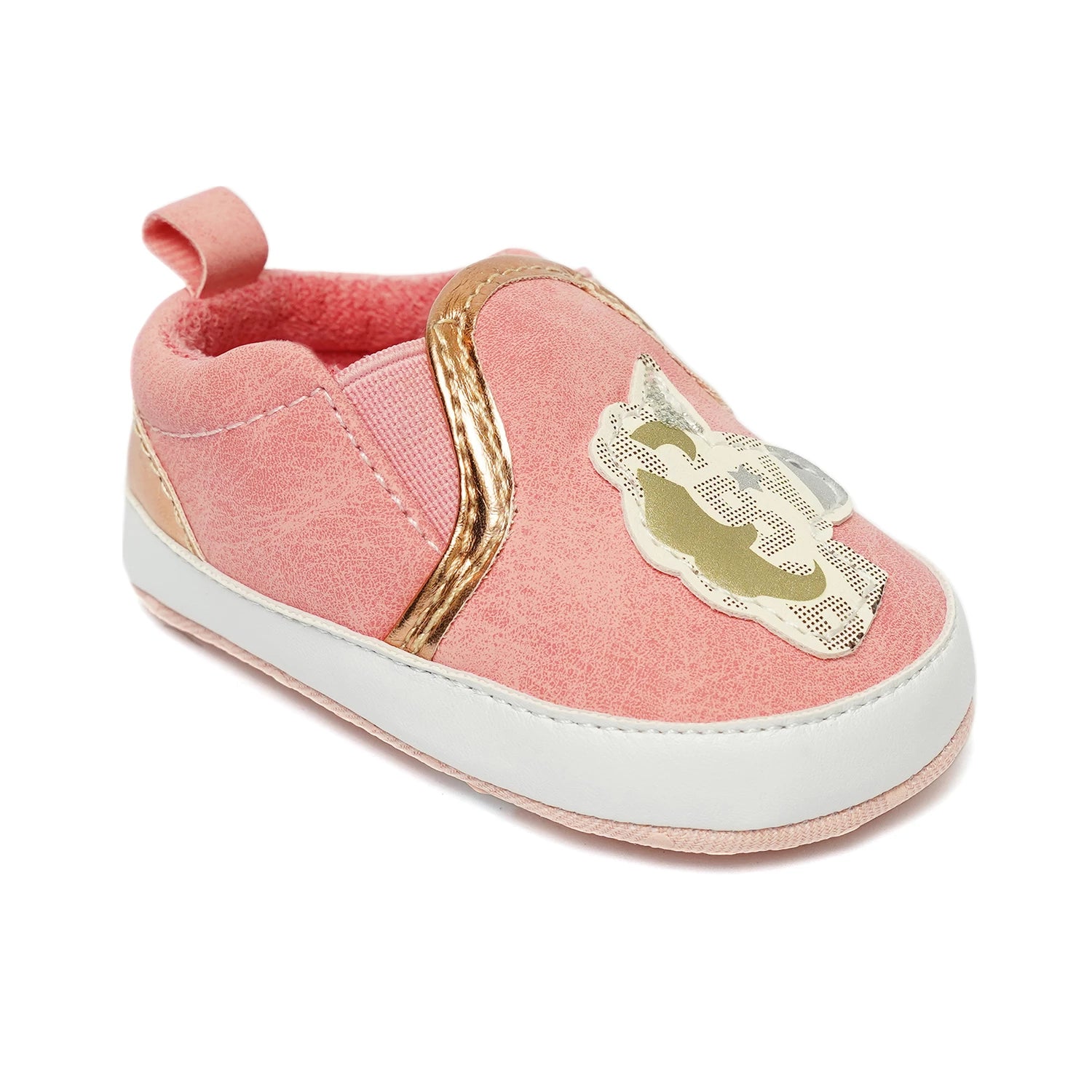 Baby Soft Slip-On Shoes – Cute Print with Metallic Trim
