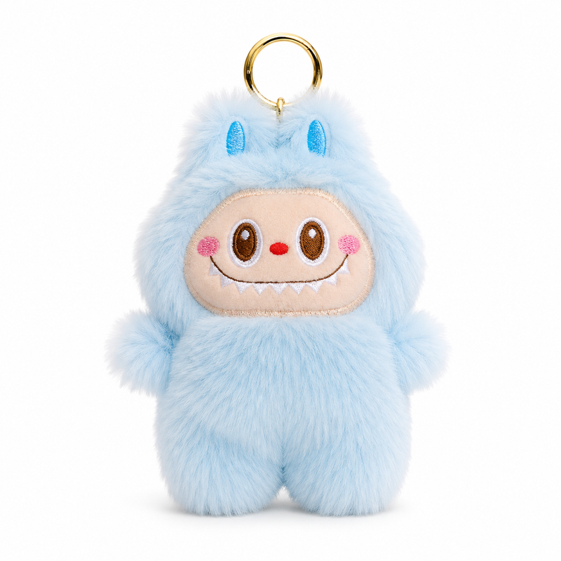 Cute Plush Monster Keychain – Soft Furry Bag Charm for Kids