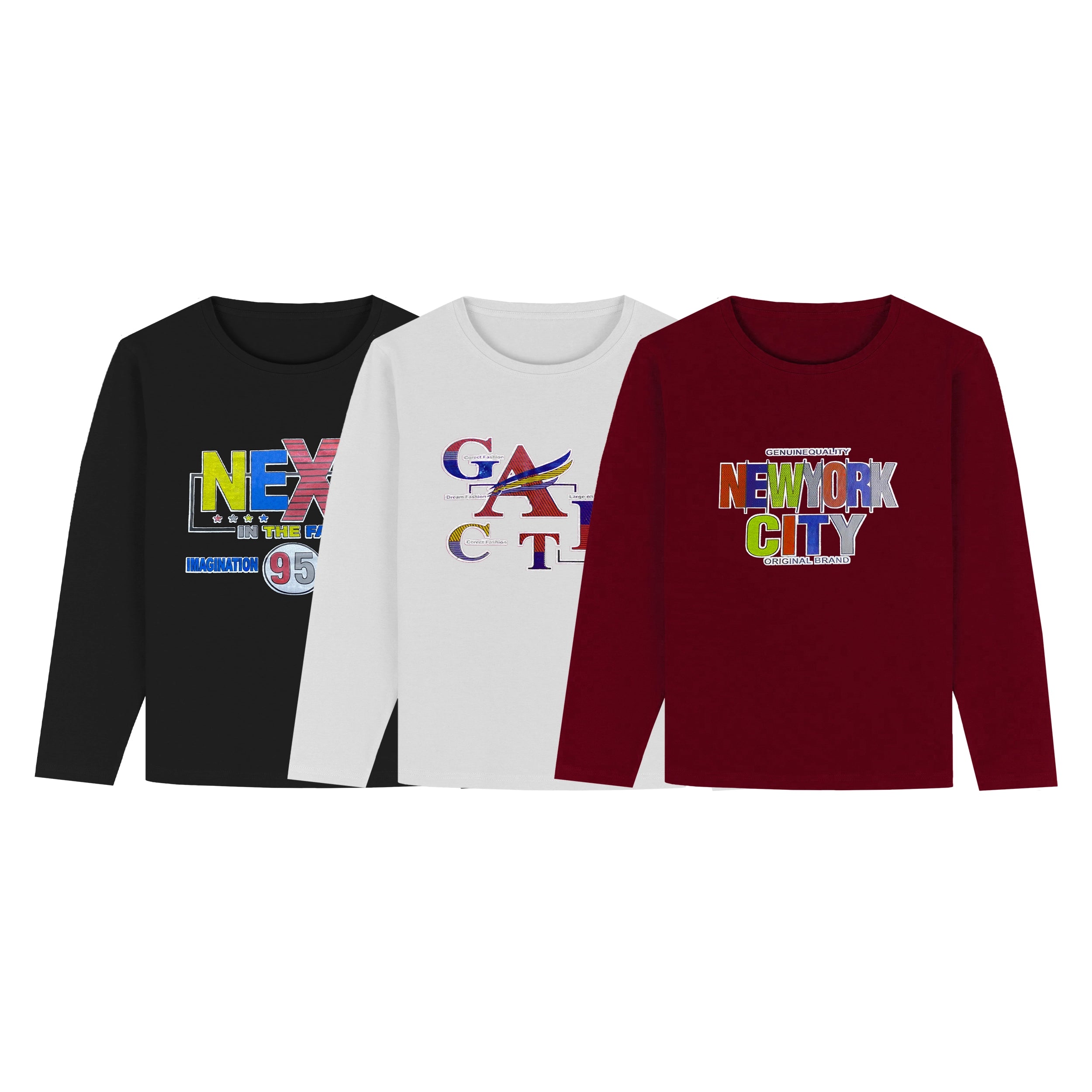 Kids Jersey Full Sleeves Shirts – Pack of 3 - 6 Months to 6 Years