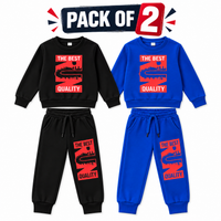 Kids Fleece Tracksuit Pack of 2 Warm Printed Winter Sweatshirt & Trouser Set