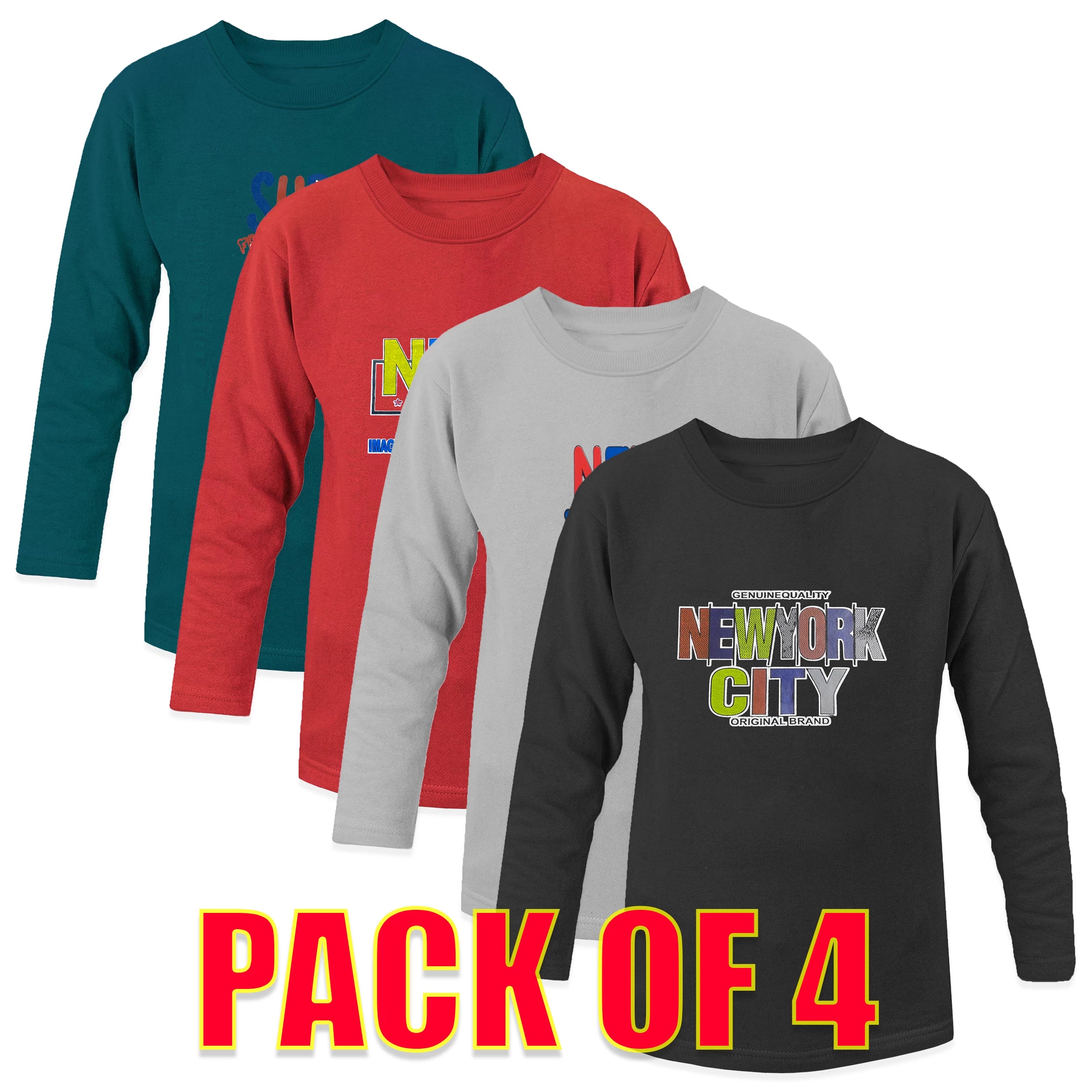 Winter Fleece Shirts – Pack of 4 with Assorted Colors & Designs