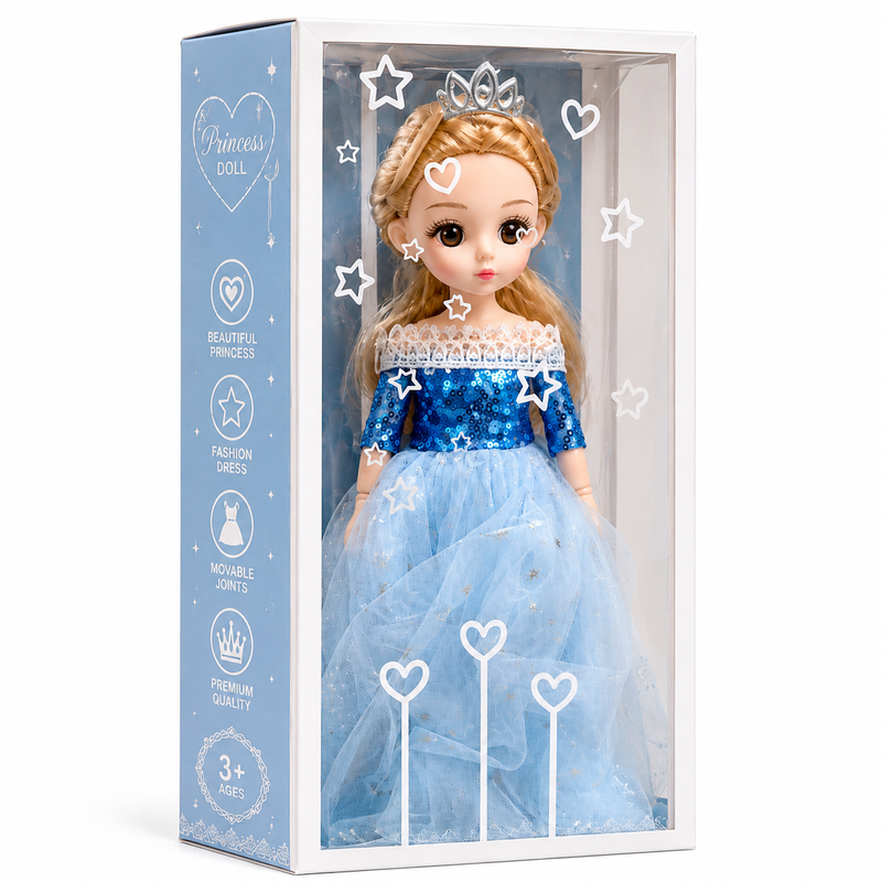 Princess Beauty Doll Fashion Music Doll with Dress, Hairbrush & Tiara