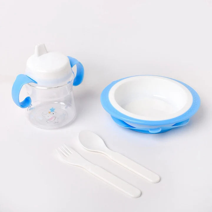 Baby Tableware - Bottle, Spoon, Fork and Suction Cup Bowel Set