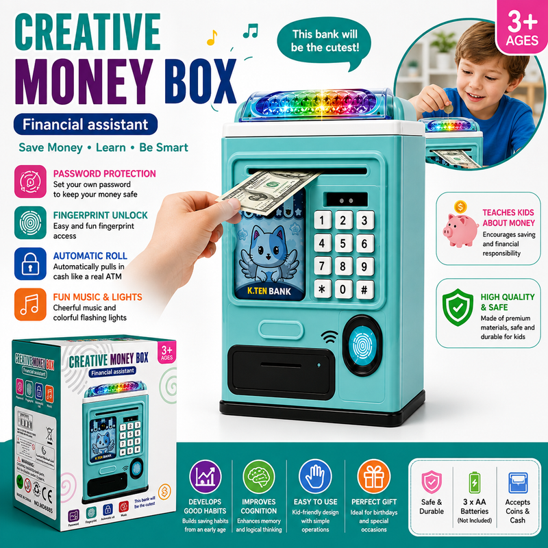 Creative Money Box for Kids – Electronic Piggy Bank with Fingerprint & Password