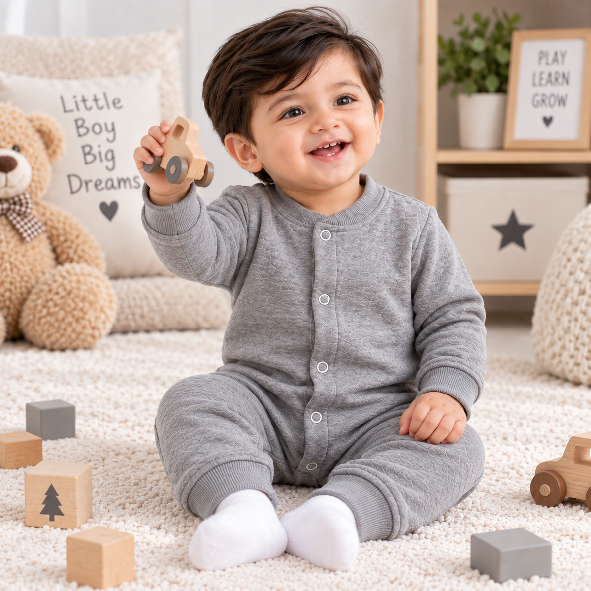 Baby Boys Winter Rompers - hover image