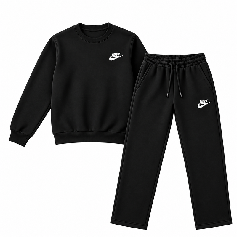Kids Winter Tracksuit – Fleece Sweatshirt & Trouser Set Black