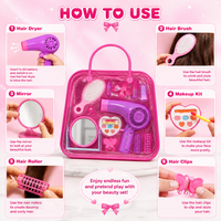 Kids Beauty Salon Pretend Play Set – Hair Dryer, Makeup & Styling Kit