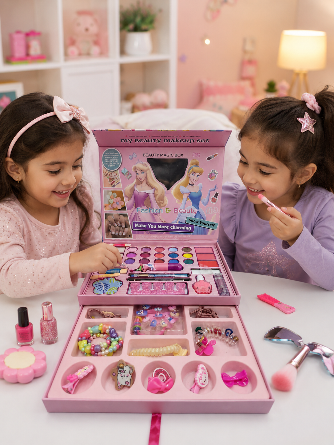 Kids Beauty Makeup & Accessories Set – Pretend Play Beauty Salon Kit - hover image