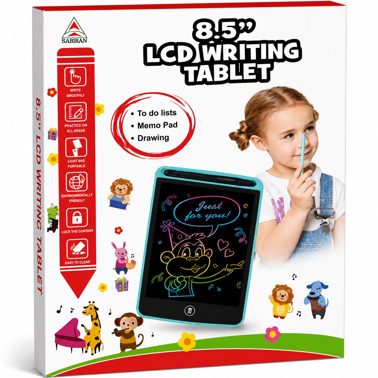 8.5 Inch LCD Writing Tablet for Kids Toys – Reusable Drawing & Writing Pad