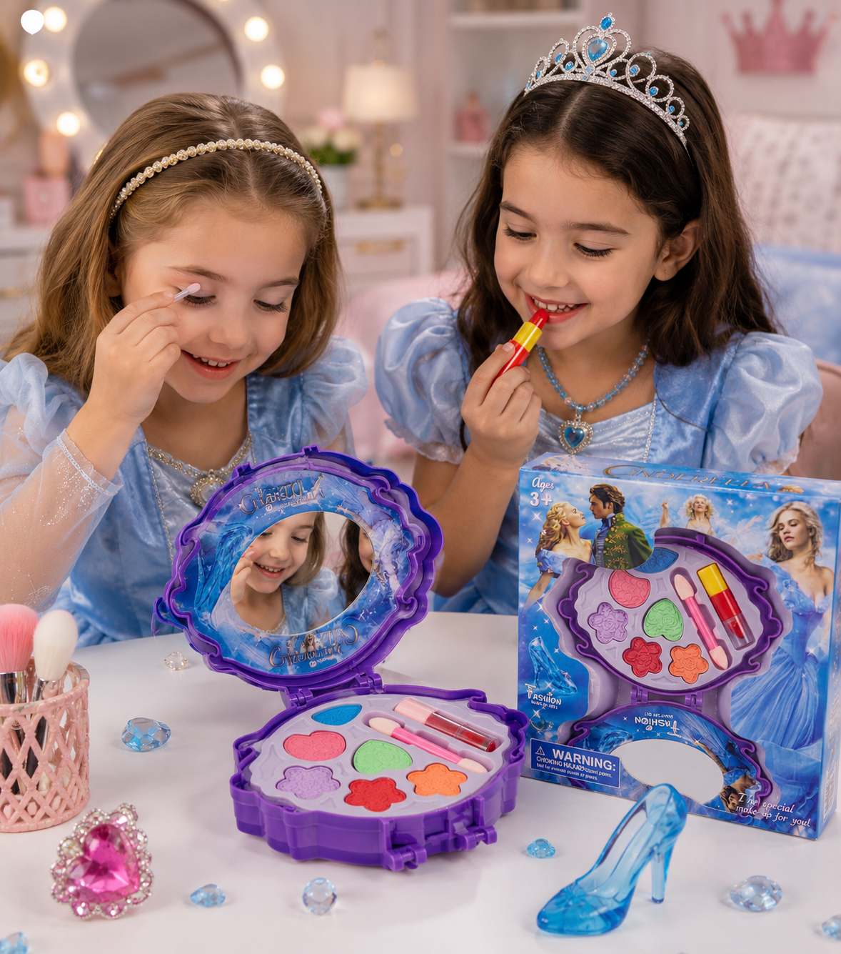 Cinderella Kids Makeup Set – Princess Pretend Play Beauty Kit - hover image