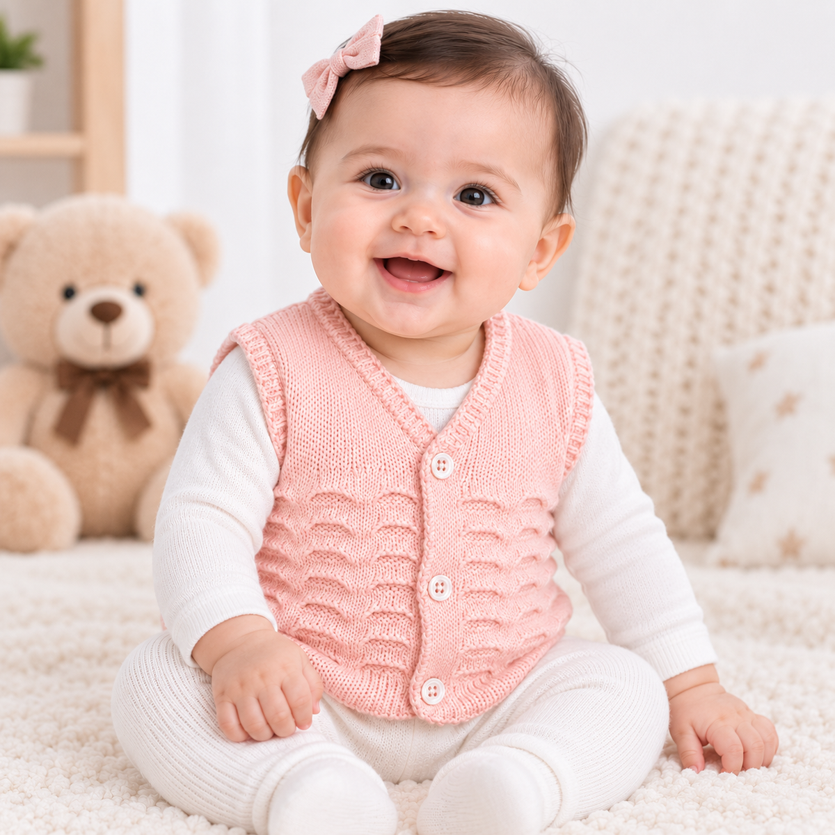 Pack of 3 Newborn Baby Knitted Sweater Vest - hover image