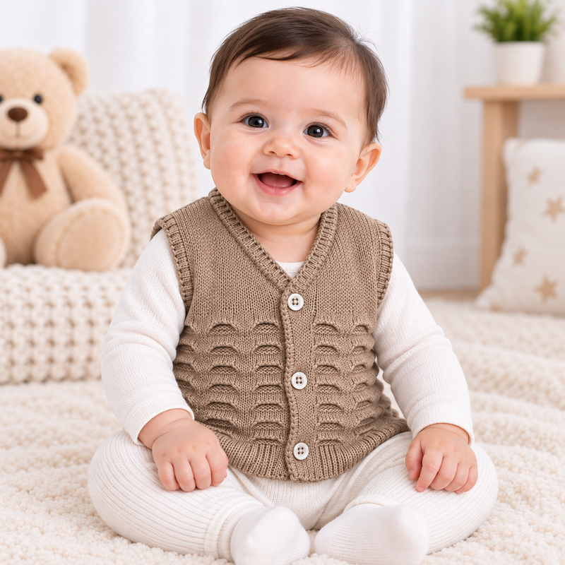 Pack of 3 Newborn Baby Knitted Sweater Vest