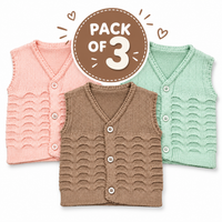 Pack of 3 Newborn Baby Knitted Sweater Vest