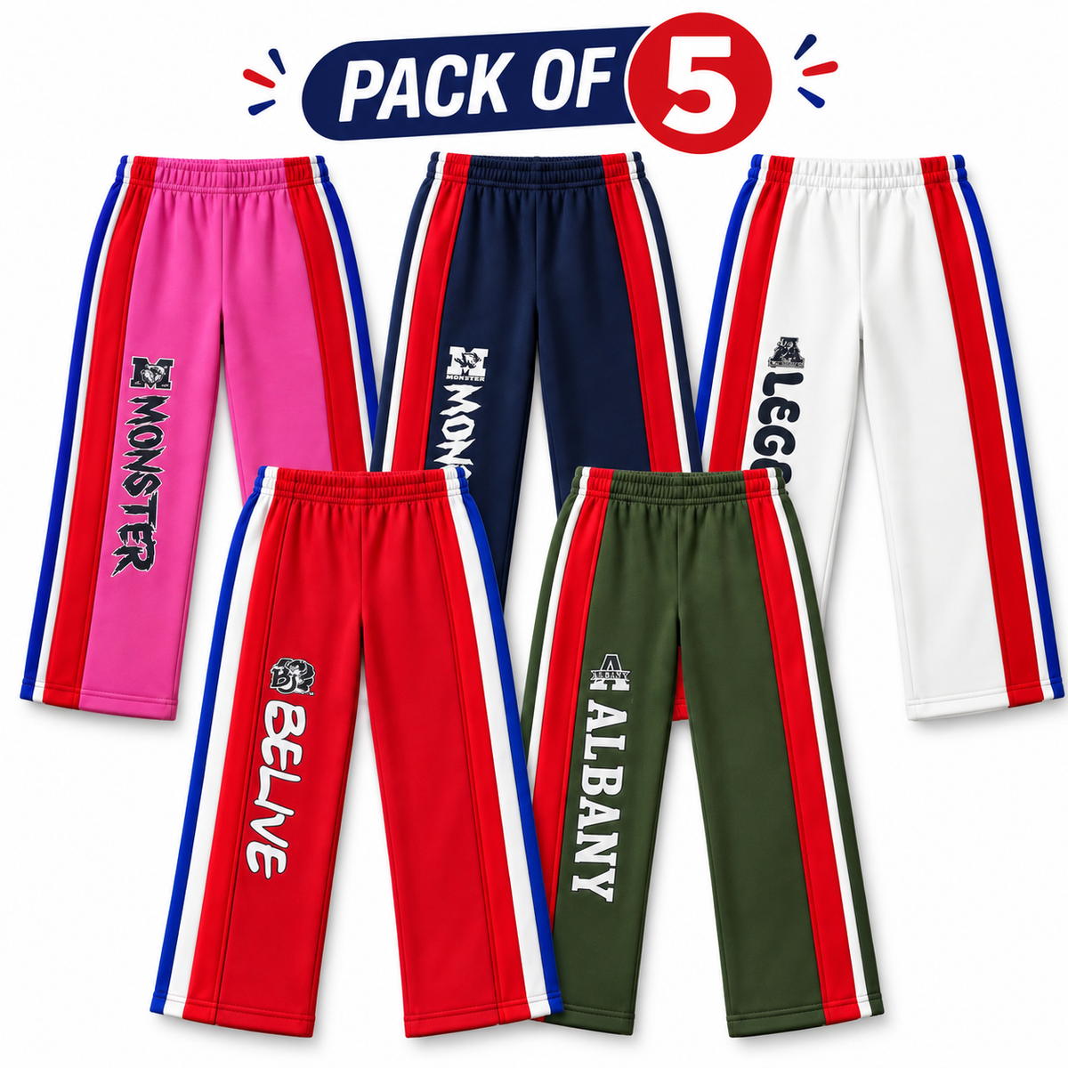 Pack of 5 Kids Fleece 2-Tape Trousers – Warm & Stylish Winter Pants