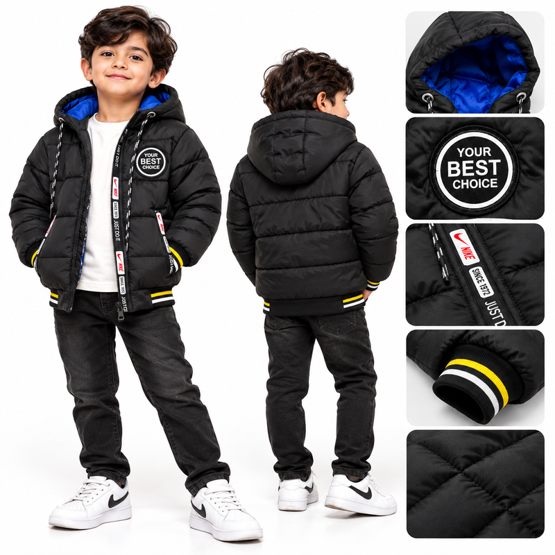 Kids Winter Hooded Puffer Jacket – Warm & Stylish Quilted Jacket