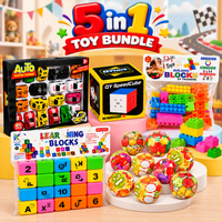 5-in-1 Kids Toy Bundle – Toy Cars, Speed Cube, Building Blocks, Learning Blocks & Bouncy Balls