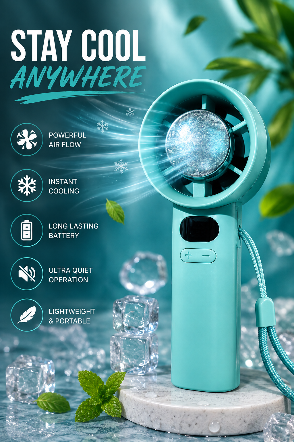 Pack of 3 Portable Mini Handheld Fans | USB Rechargeable Turbo Fan - hover image