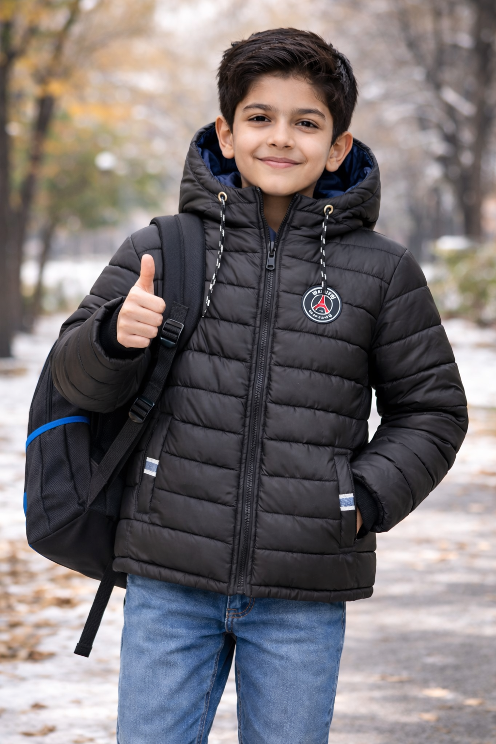 Black Puffer Jacket (Hooded)