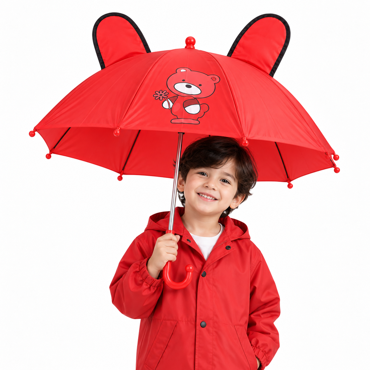 Kids Red Cute Character Umbrella for Boys & Girls - hover image