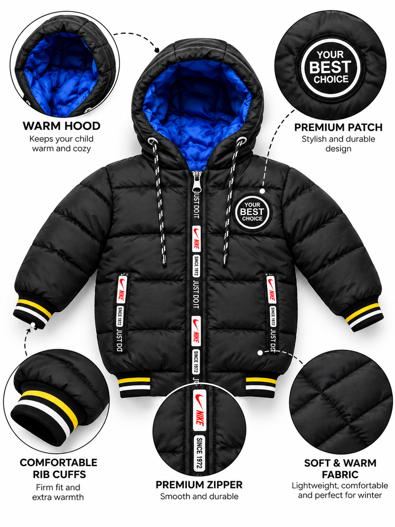 Kids Winter Hooded Puffer Jacket – Warm & Stylish Quilted Jacket