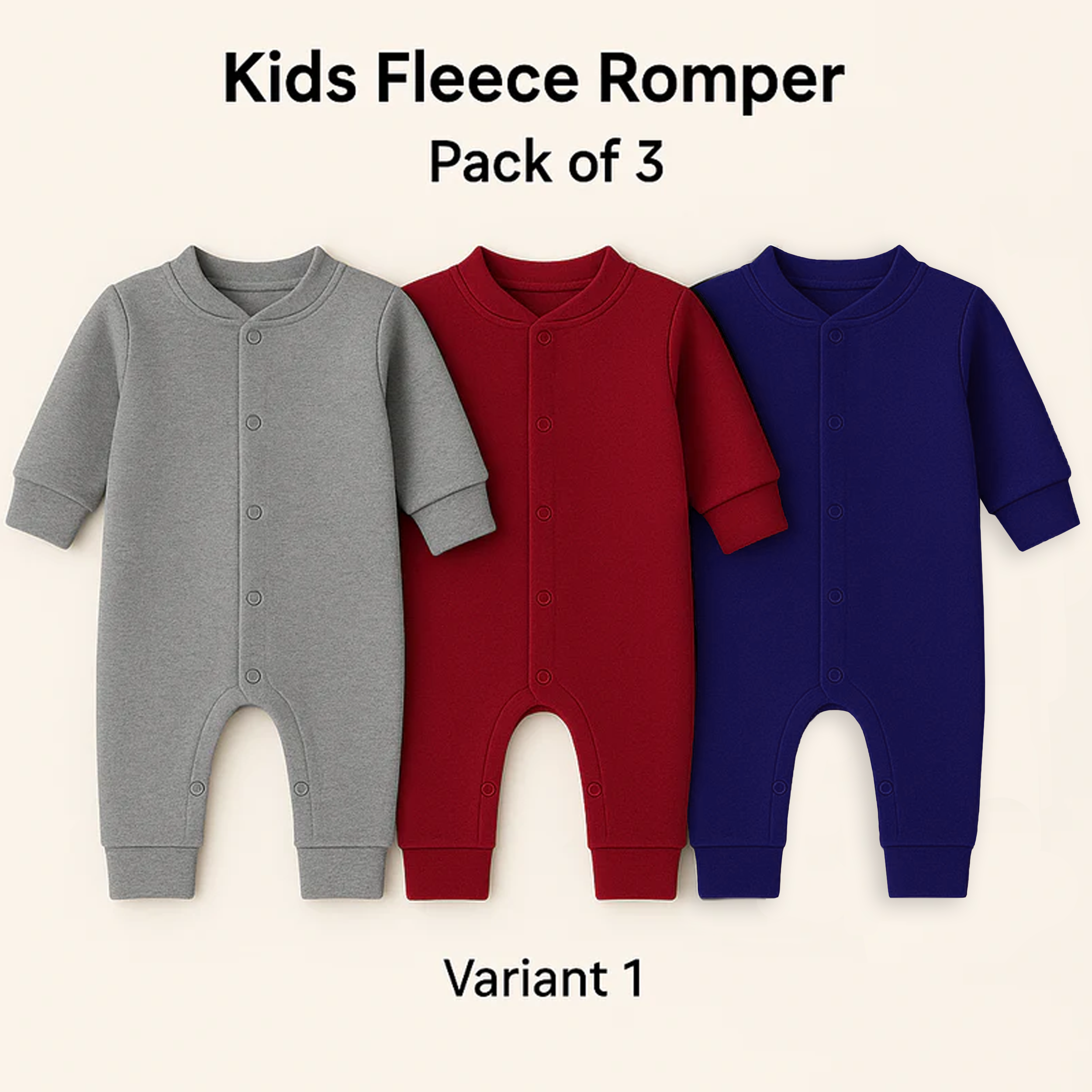 3-pack Classic Rompers (Fleece)