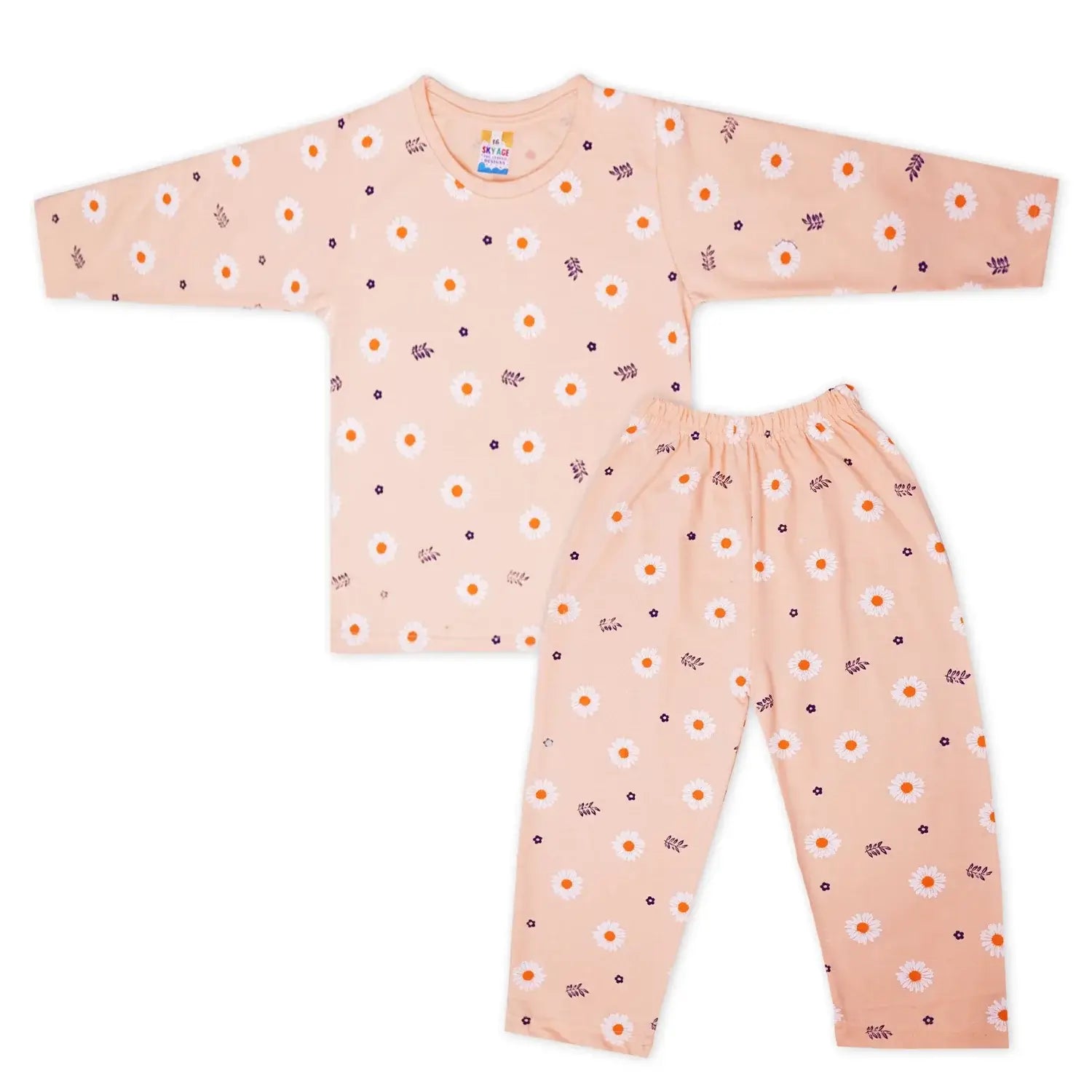 Kids Night Set – Comfortable sleepwear with playful floral design from Little Minors, perfect for a cozy night's sleep.