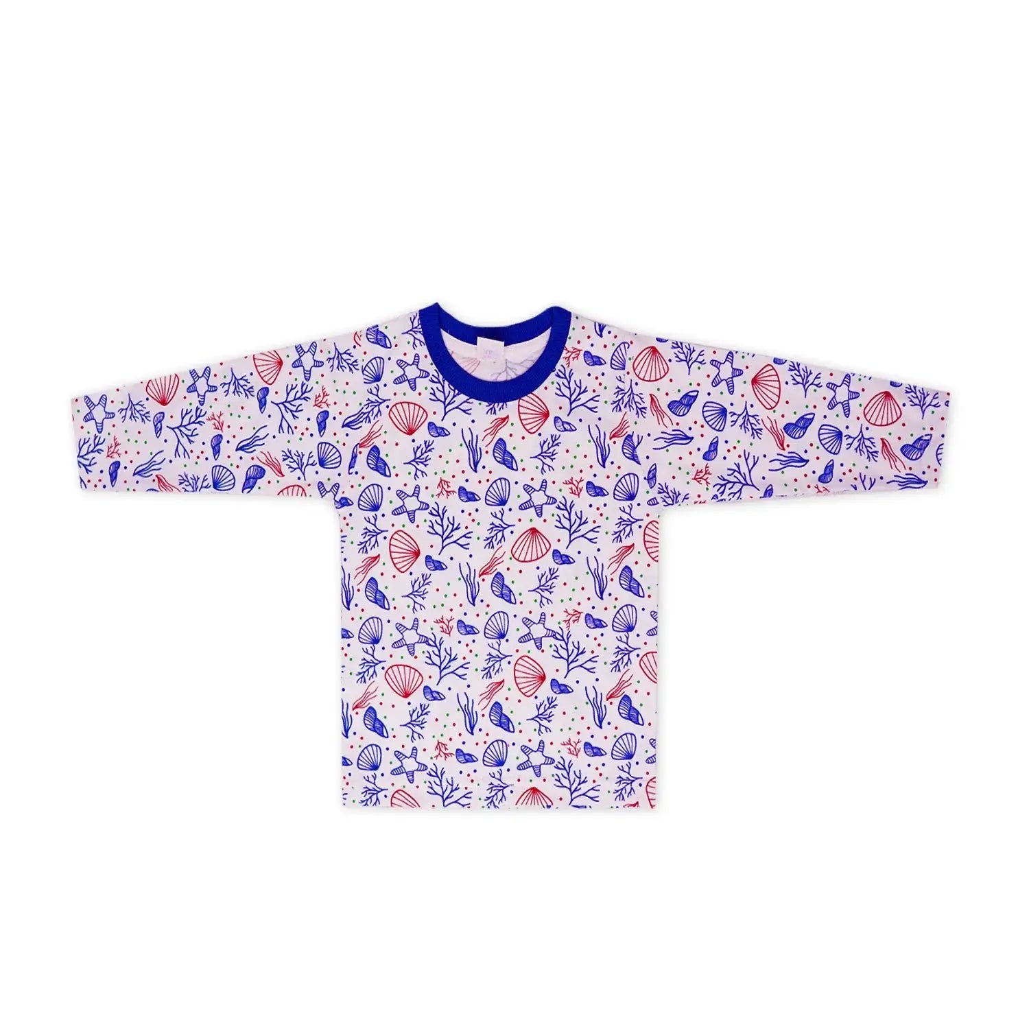 Kids Night Set – Soft cotton sleep shirt with colorful ocean-themed print, perfect for cozy sleepwear in Pakistan | Little Minors.
