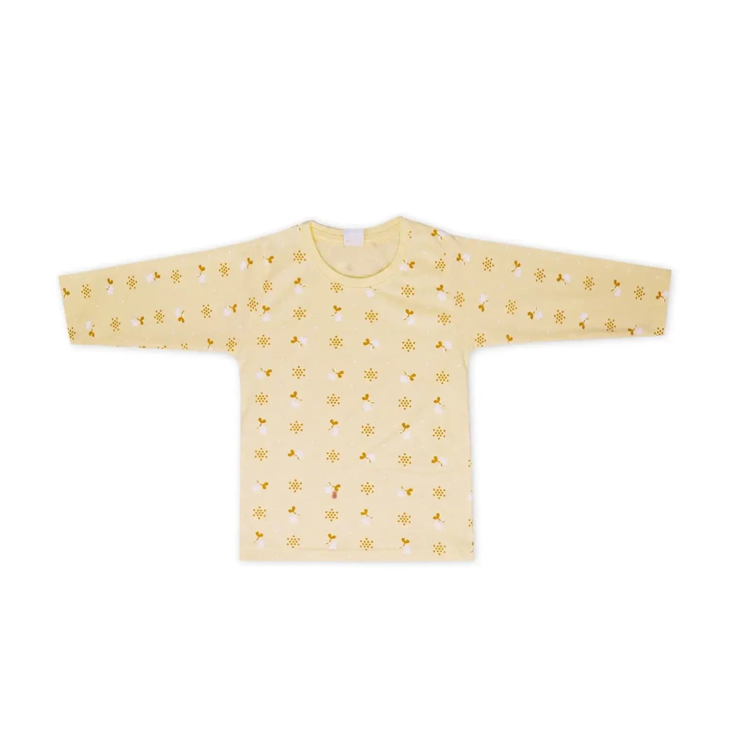 Kids Night Set – Cute yellow sleepwear top with sun pattern, perfect for comfortable sleep | Little Minors, Pakistan