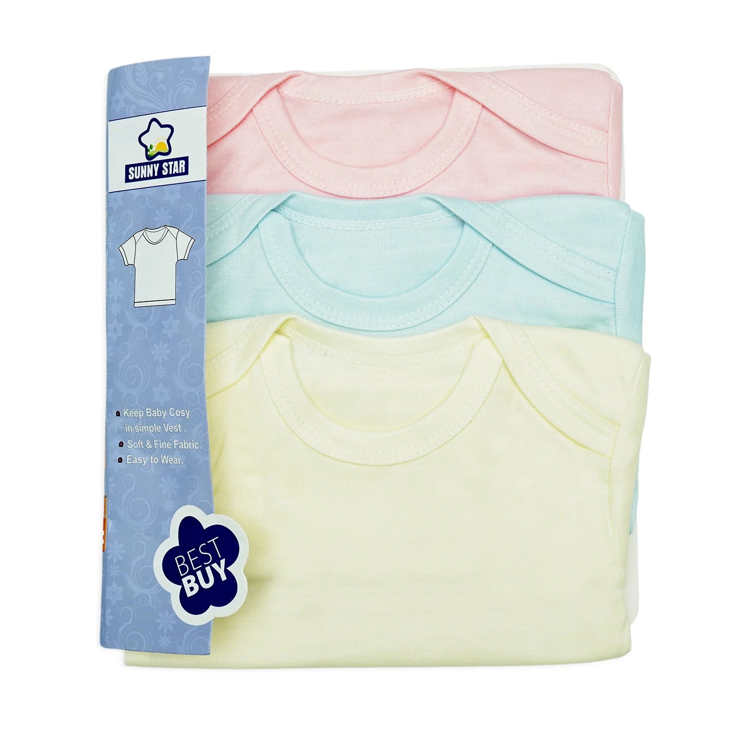 SUNNY STAR Baby T-Shirts – Pack of 3 Soft Cotton Tops