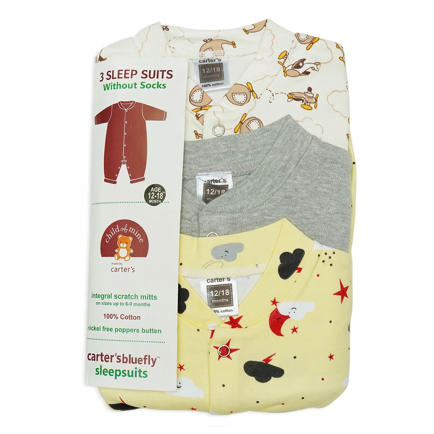 Juniors Pack of 3 Sleep Suit Full