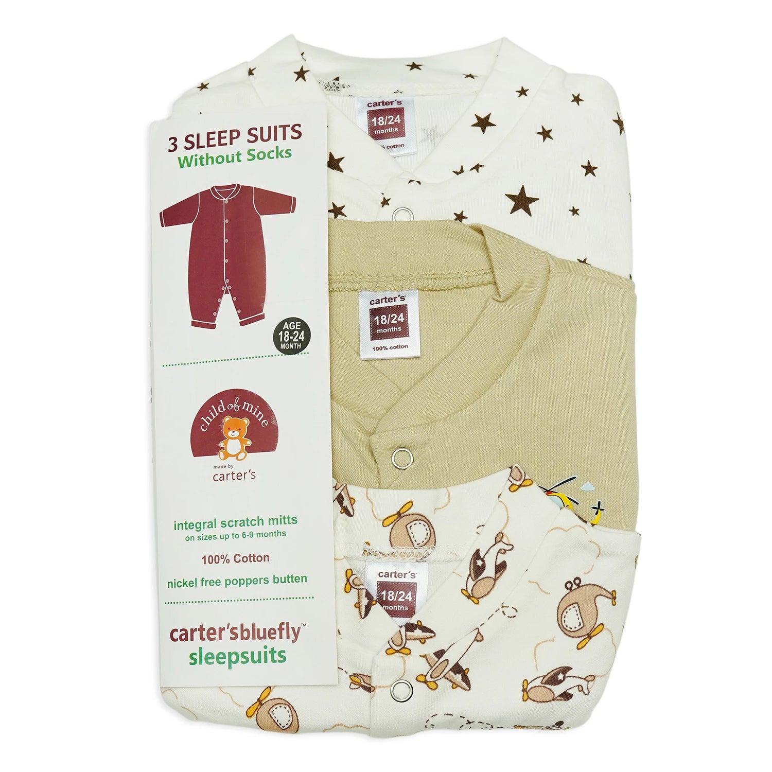 Juniors Pack of 3 Sleep Suit Full