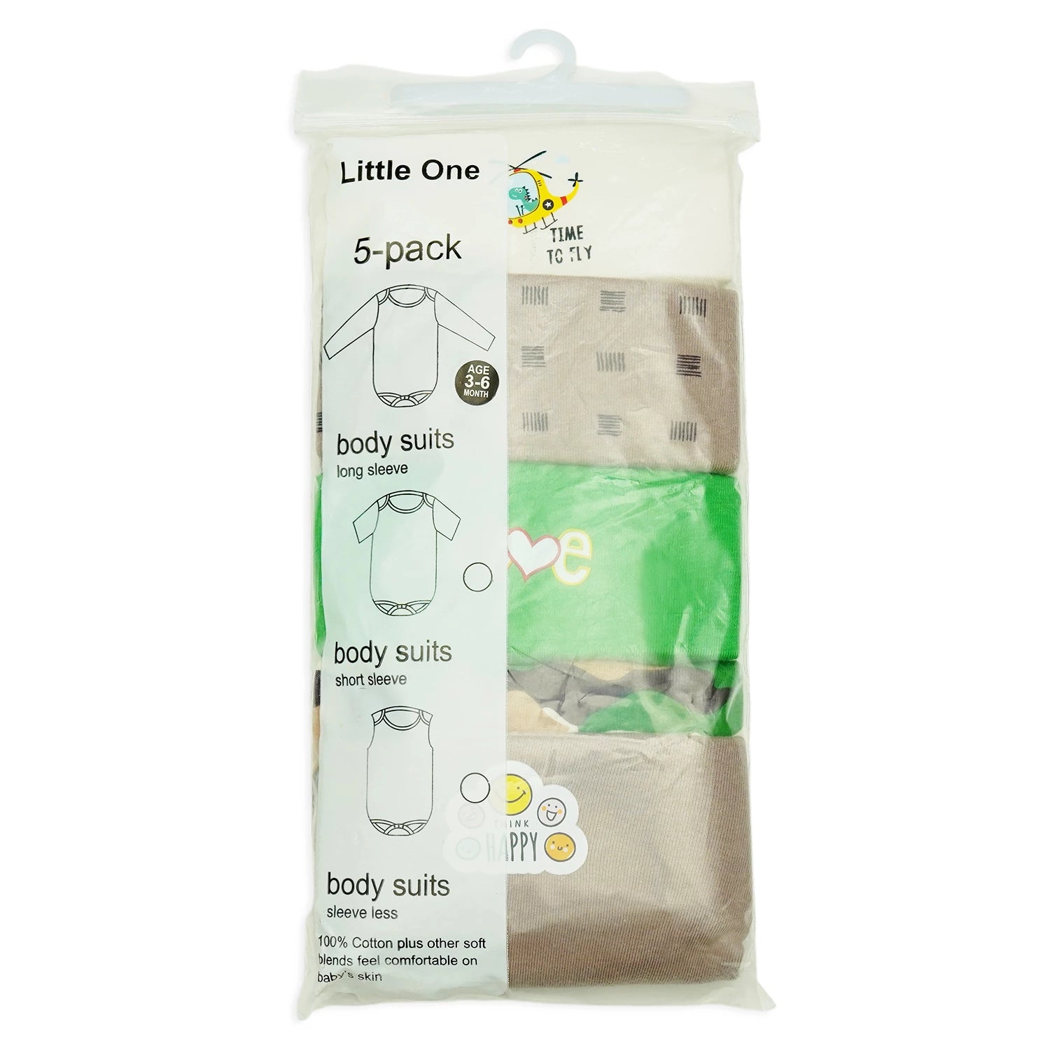 Little One Baby Rompers – Pack of 5 Soft Cotton Bodysuits (3 Months to 24 Months)