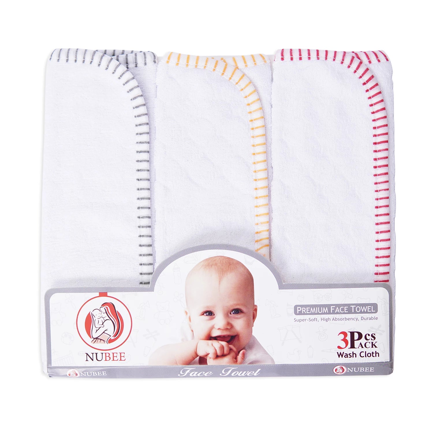 Baby Face Towels – Pack of 3 Soft Cotton - New Born