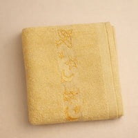 Soft gold towel with embroidered moon and stars, kids embroidered bath towel