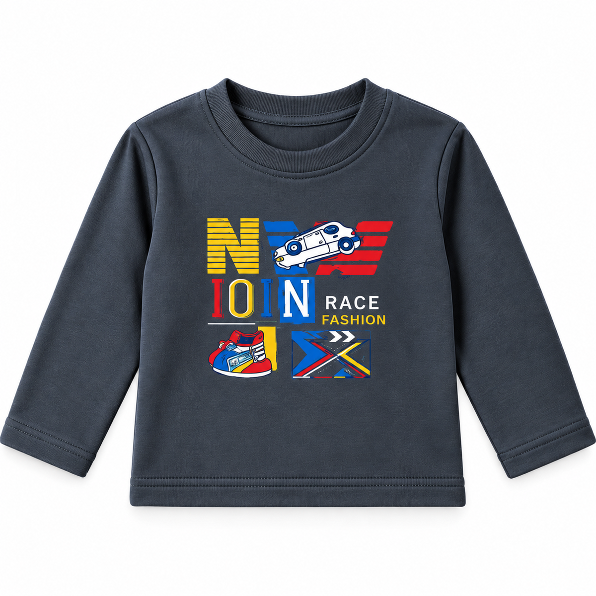 Kids fleece  Full Sleeve T-Shirts – Printed Cotton Sweatshirts Charcole - Little Minors