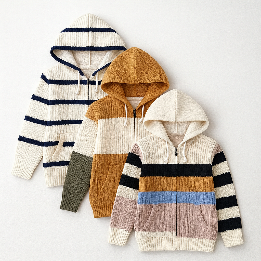 Kid's Zipper Sweater Hoodies - Pack of 3