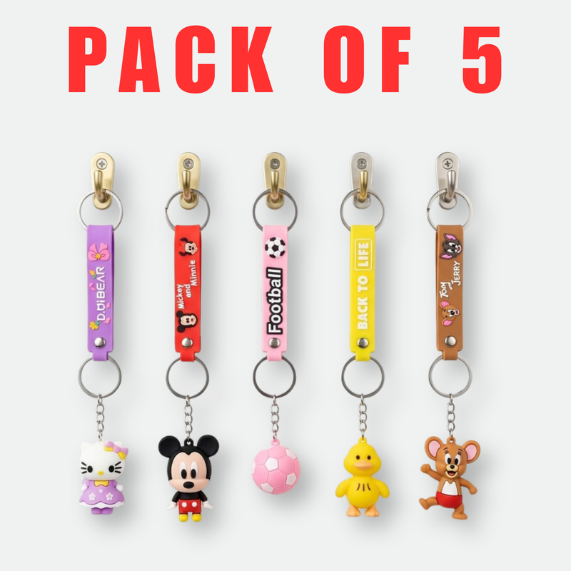 Kids Cartoon Keychains – Pack of 5 Fun & Colorful Bag Accessories